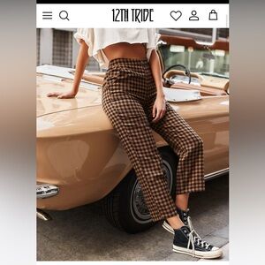 12th Tribe Bishop Tan Checkered Cropped Trousers